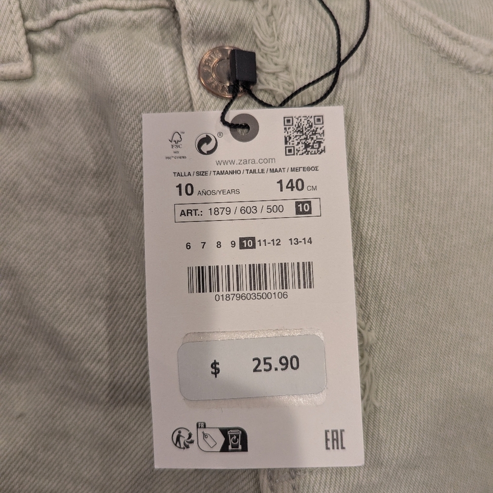 Zara girls fly button shorts adjustable waist - Picture 9 of 10